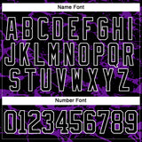 Custom Black Purple-White 3D Pattern Lightning Hockey Lace Neck Jersey
