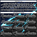 Custom Black Blue Gray-White 3D Pattern Lightning Hockey Lace Neck Jersey