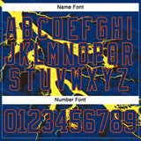 Custom US Navy Blue Yellow Black-Orange 3D Pattern Lightning Hockey Lace Neck Jersey