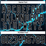 Custom Black Blue-White 3D Pattern Lightning Hockey Lace Neck Jersey