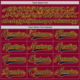 Custom Maroon Navy Gold Black-White 3D Pattern Plaid Hockey Jersey
