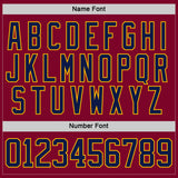 Custom Maroon Navy Gold Black-White 3D Pattern Plaid Hockey Jersey