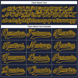 Custom Navy Blue Gold-White 3D Pattern Plaid Hockey Jersey