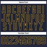 Custom Navy Blue Gold-White 3D Pattern Plaid Hockey Jersey