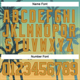 Custom Old Gold Blue-Texas Orange 3D Pattern Gradient Hawaii Tropical Palm Trees Hockey Lace Neck Jersey