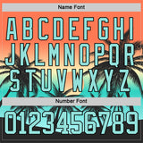 Custom Black Ice Blue-Orange 3D Pattern Gradient Hawaii Tropical Palm Trees Hockey Lace Neck Jersey
