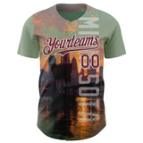 Custom Green Burgundy Black-White Minnesota Lake Of The Isles Vikings City Symbol Authentic Baseball Jersey
