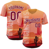 Custom Orange Maroon-White San Antonio Cactus Western Sunset City Symbol Authentic Baseball Jersey