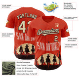 Custom Red City Cream-Black San Antonio Texas Western Cowboy City Symbol Authentic Baseball Jersey
