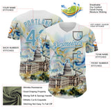 Custom White Shadow Blue Dallas Texas State Capitol Landmark City Symbol Authentic Baseball Jersey