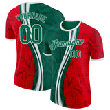 Custom Kelly Green Fire Red-White Mexico Snake Python Print Performance T-Shirt
