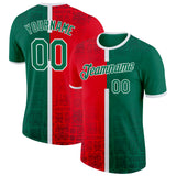 Custom Fire Red Kelly Green-White Mexico Tribal Performance T-Shirt