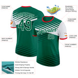 Custom Kelly Green White-Fire Red Mexico Performance T-Shirt