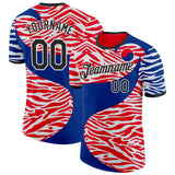 Custom Royal Fire Red White-Black South Korea Tiger Stripe Performance T-Shirt