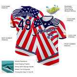 Custom White Blue-Red USA Flag Performance T-Shirt
