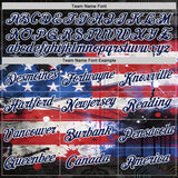 Custom Red Navy Blue Black-White USA Flag Splash Performance T-Shirt