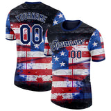 Custom Red Navy Blue Black-White USA Flag Splash Performance T-Shirt