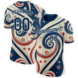 Custom Cream Blue Red-White American Star Performance T-Shirt