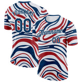 Custom White Blue-Red American Abstract Liquid Performance T-Shirt