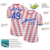 Custom White Thunder Blue-Red Paraguay Geometric Shape Performance T-Shirt