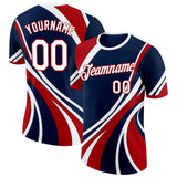 Custom Blue White-Red USA Flag Performance T-Shirt