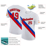 Custom White Fire Red Gray Blue-Black Netherlands Line Performance T-Shirt