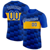 Custom Blue Royal Gold-White Sweden Line Performance T-Shirt