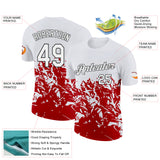Custom White Red-Black Poland Abstract Fragment Pattern Performance T-Shirt