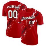Custom Red White-Black Canada Abstract Fragment Pattern Performance T-Shirt