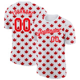 Custom White Fire Red Canada Maple Leaf Plaid Performance T-Shirt