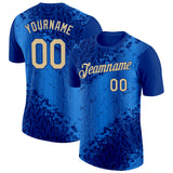 Custom Blue Vegas Gold-Royal Italy Line Splash Performance T-Shirt