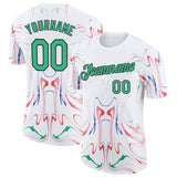 Custom White Green Red Blue-Black Italy Liquid Fluid Performance T-Shirt