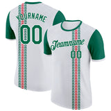 Custom White Kelly Green-Red Italy Abstract Pattern Performance T-Shirt