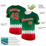 Custom Green Red-White Italy Geometric Shape Performance T-Shirt