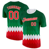 Custom Green Red-White Italy Geometric Shape Performance T-Shirt