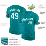 Custom Blue White-Aqua Northern Ireland Geometric Shape Performance T-Shirt