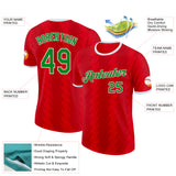 Custom Red Grass Green-White Wales Line Performance T-Shirt