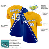 Custom Gold White-Royal Bosnia And Herzegovina Star Performance T-Shirt