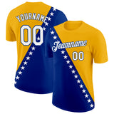Custom Gold White-Royal Bosnia And Herzegovina Star Performance T-Shirt