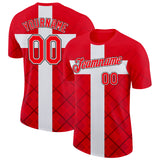 Custom Fire Red White Switzerland Cross Performance T-Shirt