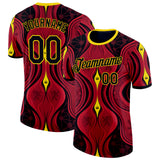 Custom Red Black-Yellow Belgium Performance T-Shirt