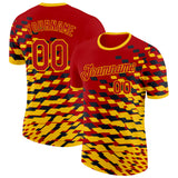 Custom Red Yellow-Black Belgium Geometric Performance T-Shirt