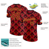 Custom Red Black-Yellow Belgium Geometric Performance T-Shirt