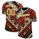 Custom Red Old Gold White-Black Egypt Performance T-Shirt