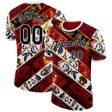 Custom White Black Red-Gold Egypt Performance T-Shirt