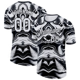 Custom Black White New Zealand Silver Fern Performance T-Shirt