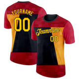 Custom Red Yellow-Black Germany Geometric Performance T-Shirt