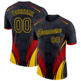 Custom Black Yellow-Red Germany Line Performance T-Shirt