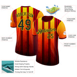 Custom Red Black-Light Yellow Germany Stripe Performance T-Shirt