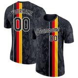 Custom Black Yellow Red-White Germany Stripe Performance T-Shirt